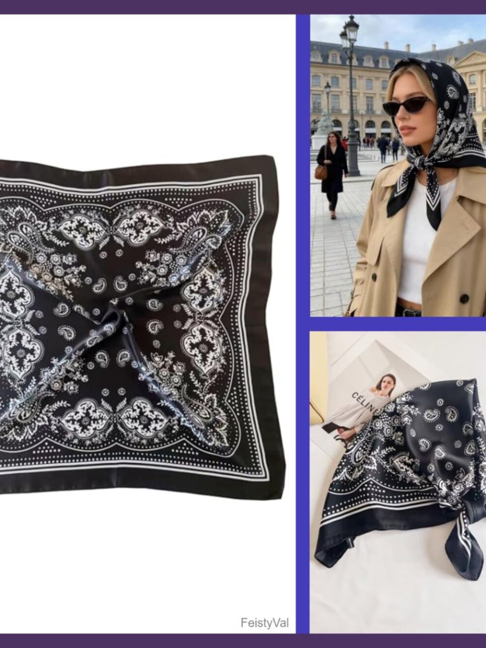 Satin Silk Feel Hair Scarf 27x27 Head Wrap Bandana for Women